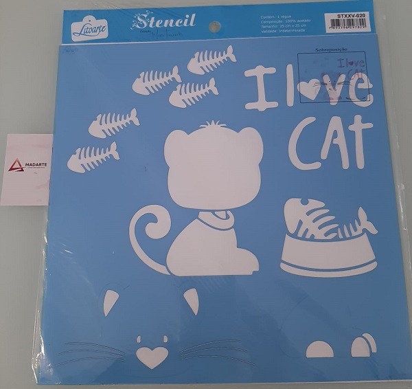 STENCIL| I LOVE CAT 25X25CM