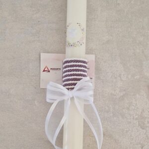 VELA DECORADA VIOLETA E BRANCO