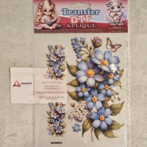 PROJETEC| TRANSFER APLIQUE FLORES E BORBOLETAS  14X20CM