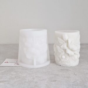 MOLDE DE SILICONE| VELA COM FLORES 8.5X6.5CM