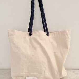 SACO DE PRAIA COM ALÇAS CORDÃO AZUL ESCURO 54X43CM
