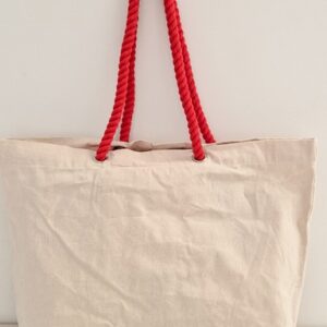 SACO DE PRAIA COM ALÇAS CORDÃO VERMELHO 54X43CM