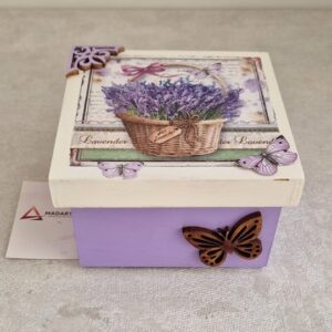 CAIXA AMPLA DE MADEIRA ALFAZEMA 10X10X6 CM