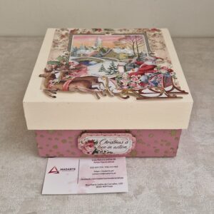 CAIXA AMPLA DE MADEIRA DE NATAL 16X16X8 CM