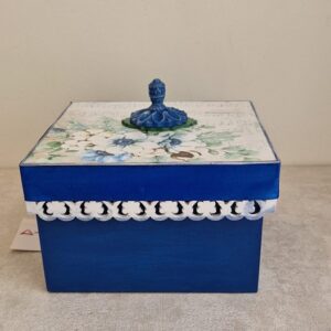 CAIXA AMPLA DE MADEIRA AZUL 16X16X10 CM