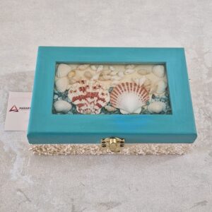 CAIXA AMPLA DE MADEIRA E RESINA 17.5X12X5 CM