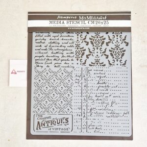STAMPERIA| STENCIL BROCANTE ANTIQUES MIX MEDIA  20X25CM