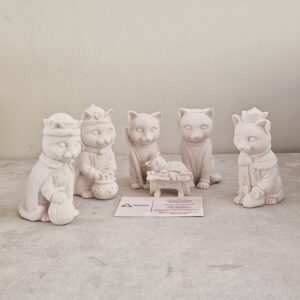 MARFINITE| PRESEPIO INFANTIL 6 PEÇAS GATOS  10CM