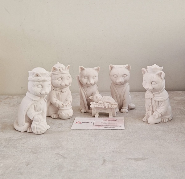 MARFINITE| PRESEPIO INFANTIL 6 PEÇAS GATOS 10CM