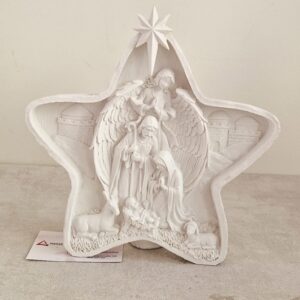 MARFINITE| SAGRADA FAMILIA COM ANJO NA ESTRELA  22X22CM