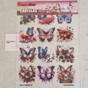 TRANSFER DTF CARTELAS BORBOLETAS 27.5X19 CM