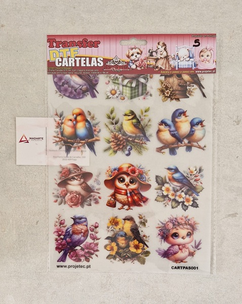 TRANSFER DTF CARTELAS PASSARINHOS