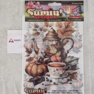 PROJETEC| PAPEL SUMIU APLIQUE- CHÁ CAFÉ 009 -19X25CM