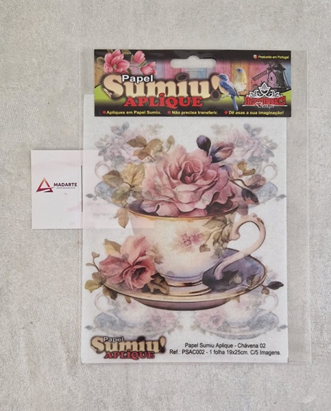 PROJETEC| PAPEL SUMIU APLIQUE- CHÁVENA 002 -19X25CM