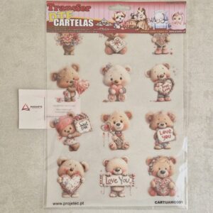 TRANSFER DTF A4 URSINHOS AMOROSOS CARTELA