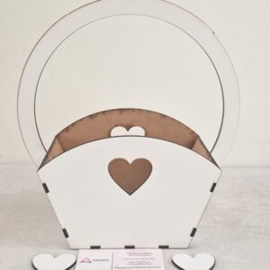 CESTINHA CORAÇÃO LOVE EM MDF BRANCO  26X12X18CM