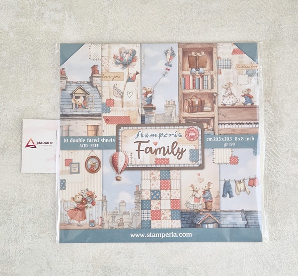 STAMPERIA| BLOCO SCRAPBOOKING FAMILY 20.3X20.3CM