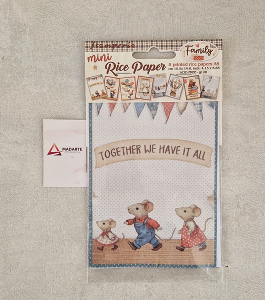 STAMPERIA| 8 MINI PAPEIS DE ARROZ 10.5X14.8CM A6