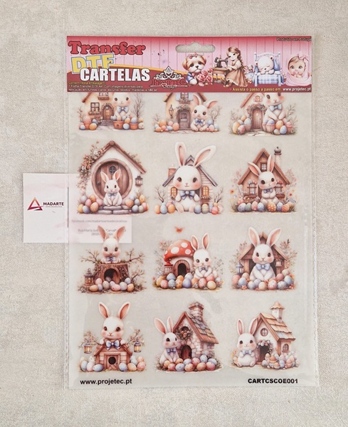 PROJETEC| TRANSFER DTF CARTELAS COELHO DE PÁSCOA A4