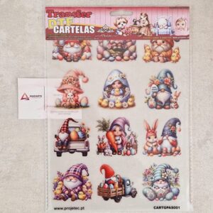 PROJETEC| TRANSFER DTF CARTELAS GNOMO DE PÁSCOA   A4