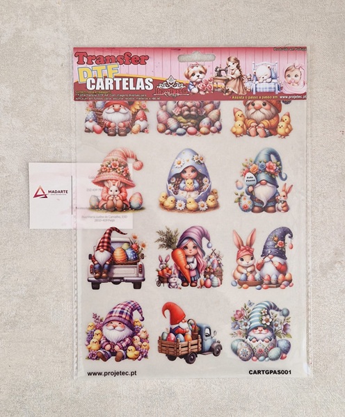 PROJETEC| TRANSFER DTF CARTELAS GNOMO DE PÁSCOA A4