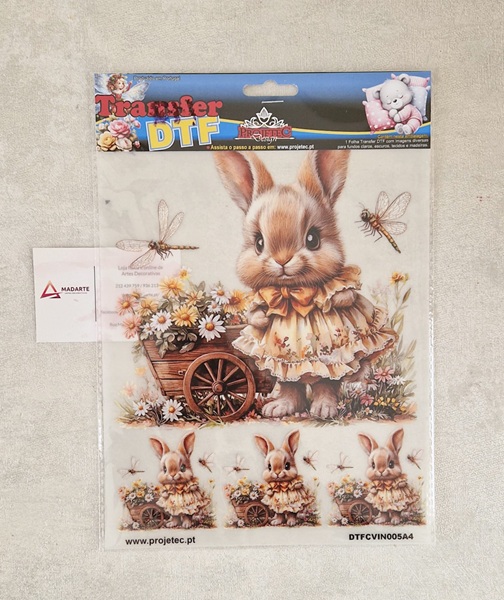 PROJETEC| TRANSFER DTF COELHINHO VINTAGE A4