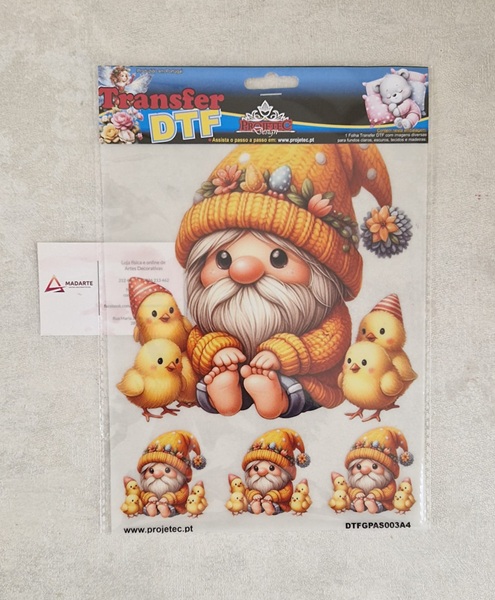 PROJETEC| TRANSFER DTF GNOMO DE PÁSCOA A4