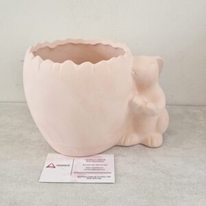 CHACOTA| VASO COM COELHINHO LATERAL  13X17CM