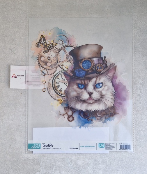 ARTIS DECOR| TRANSFER VINTAGE CAT 25X30CM
