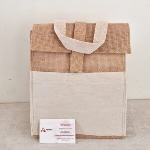 SACO TERMICO DE JUTA E ALGODÃO 23X25X16CM