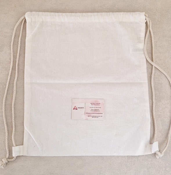 MOCHILA BRANCA 100% ALGODÃO 140GR. 33X38CM