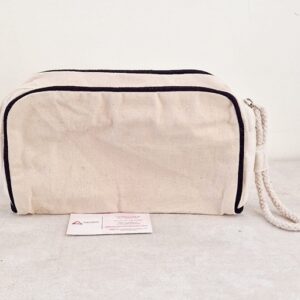 NECESSAIRE COM ACABAMENTO PRETO 100% ALGODÃO 280G 23X14X7CM