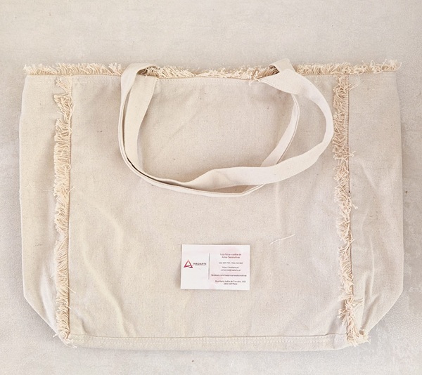 BOLSA COM FRANJAS 100% ALGODÃO, 340G 35X35X12CM