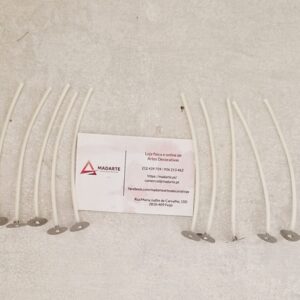 PAVIO ENCERADO E SUPORTE METÁLICO 10UNID.  10CM