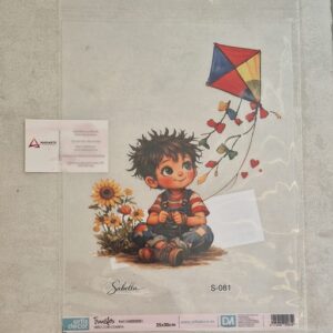 ARTIS DECOR| TRANSFER MENINO COM PAPAGAIO 25X30CM