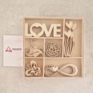 ARTIS DECOR| APLICAÇÕES DE MADEIRA LOVE 30PÇS