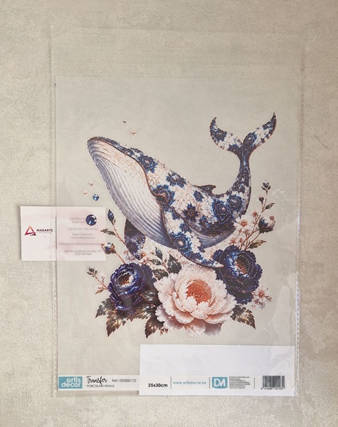 ARTIS DECOR| TRANSFER PORCELAIN WHALE 25X30CM